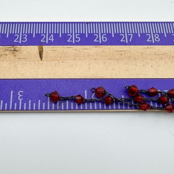 Vintage Dangle Earrings Red Beads Retro Glamour Gatsby Elegant Vampire - Picture 8 of 8